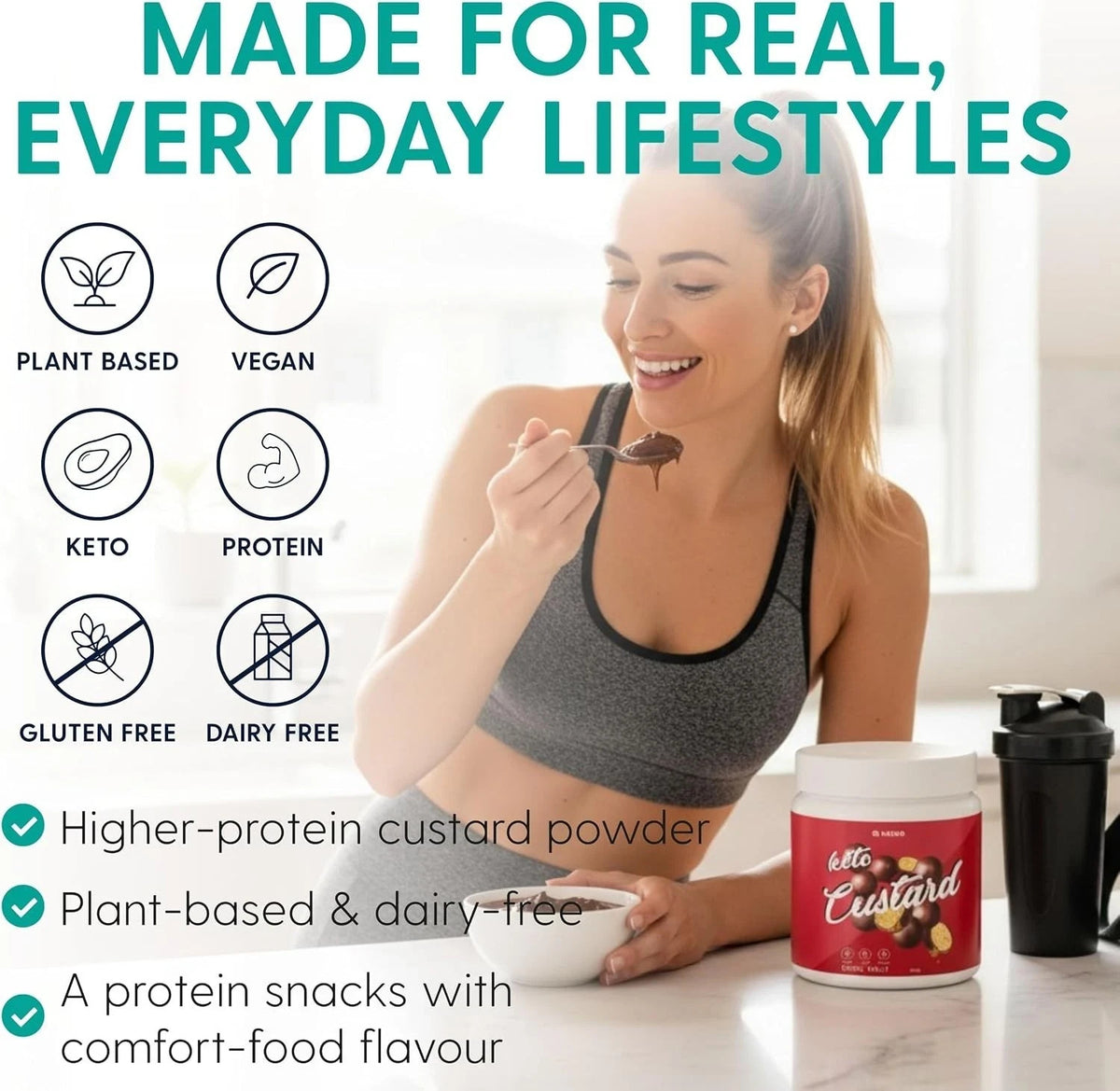 2X KETAO Custard Choc Malt VEGAN Pea Protein Low Carb Gluten & DAIRY FREE 425g