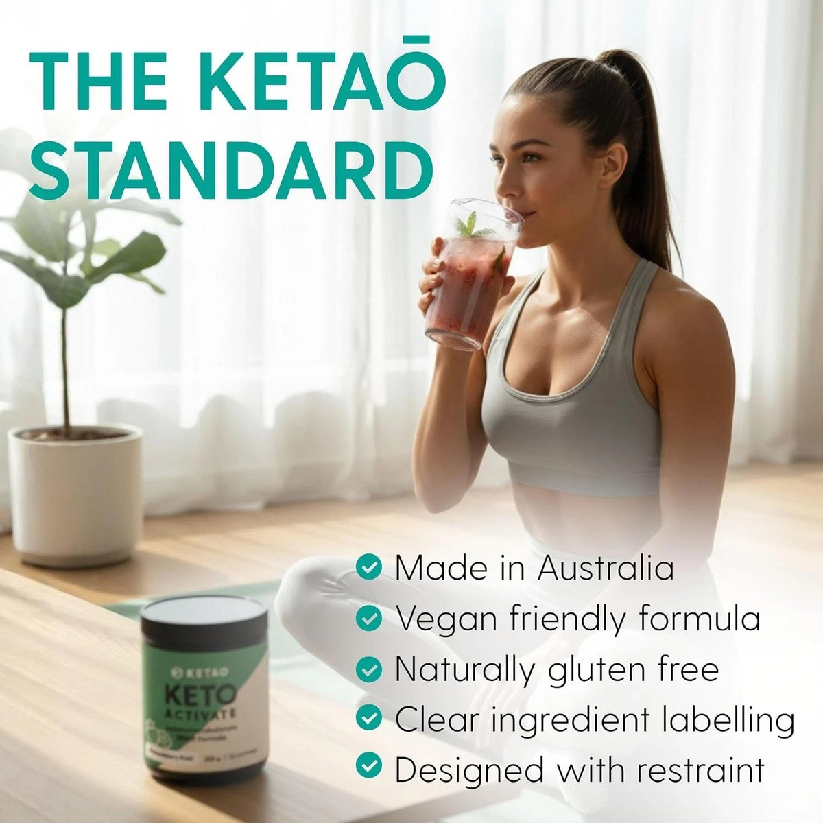 2 Pack KETAO Activate BHB Powder Strawberry Kiwi Energy Prebiotic VEGAN 225g