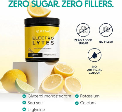 2 Pack KETAO ELECTRO LYTES Lemon Powder Hydration Support ZERO SUGAR 210g