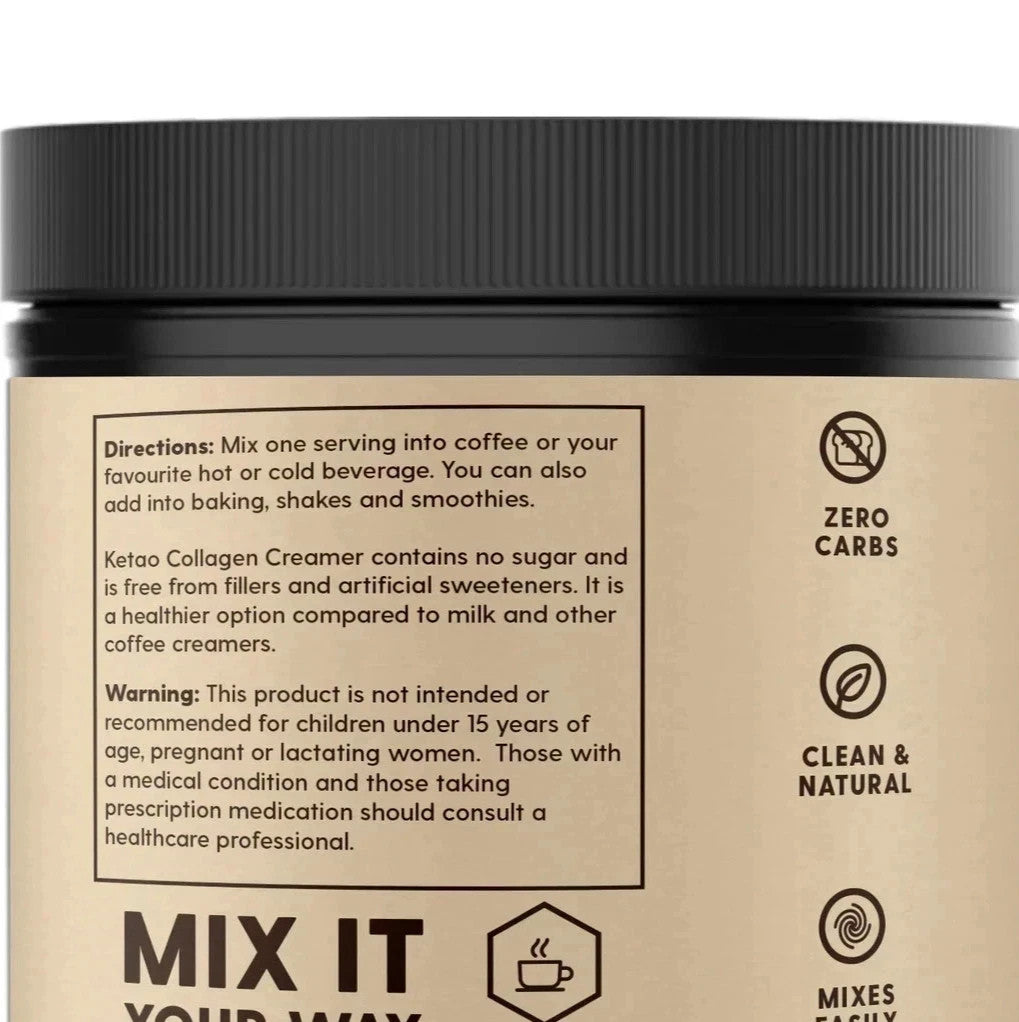 2 Pack KETAO Bovine Collagen Creamer MCT Keto Coffee BEAN GLUTEN FREE 300g