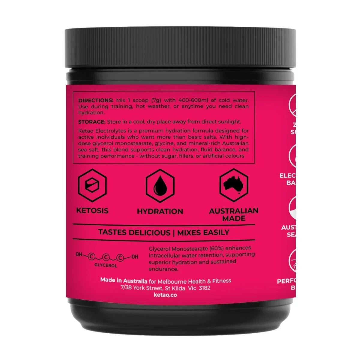 2 Pack KETAO Electrolytes Raspberry ZERO SUGAR Keto Hydration No Fille 210g